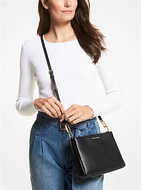 michael kors tristan white pebble leather handbag|trisha medium pebbled leather.